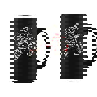 Dirt Bike Retro American Flag Motocross Enduro Coffee Mug - Monsterry