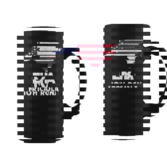 Distressed Patriotic USA Flag Enka North Carolina Coffee Mug | Mazezy