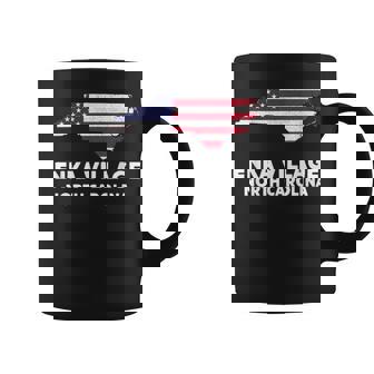 Distressed Patriotic USA Flag Enka Village North Carolina Coffee Mug | Mazezy