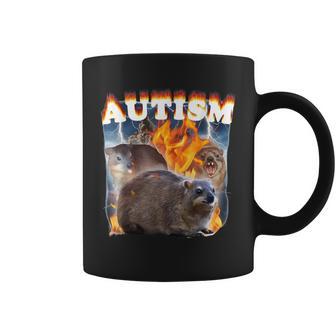 Divertido Gritando Hyrax Autismo Meme Fuego Autista Hyrax Awawa Taza de café - Regaloses
