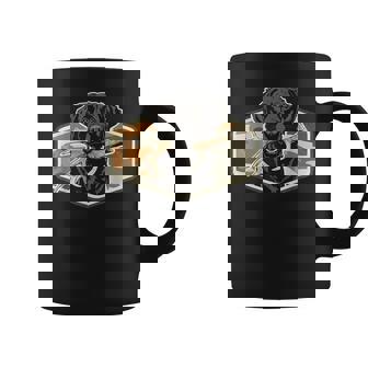 Dog Black Lab With Deer Antler Camouflage Hunting Season Coffee Mug - Thegiftio