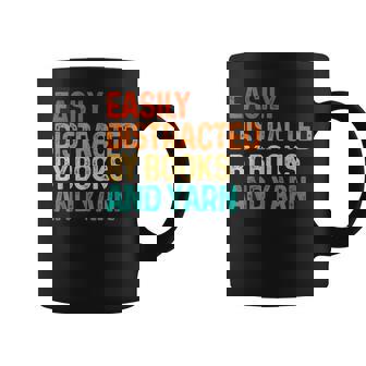 Easily Distracted By Books And Yarn Knitting Coffee Mug | Mazezy