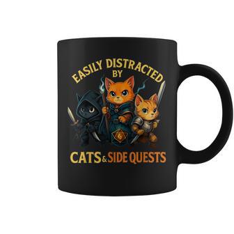 Easily Distracted By Cats And Side Quests Rpg Gamer Coffee Mug | Seseable CA