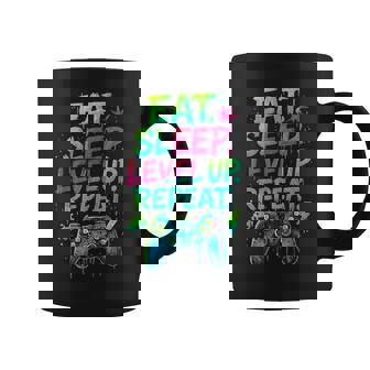 Eat Sleep Level Up Repeat Gamer Video Game Coffee Mug - Monsterry