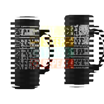 Eat Sleep Travel Repeat Retro Travelling For Men Coffee Mug | Seseable CA