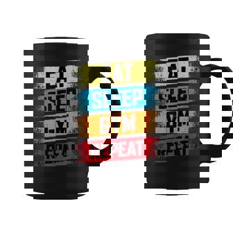Eatleep Gym Repeat Divertido Entrenamiento Gimnasio Divertido Taza de café - Regaloses