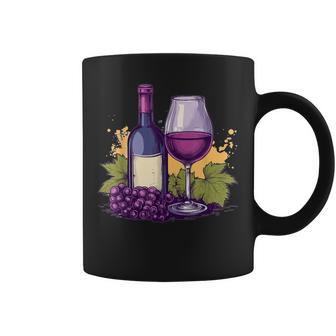 Elegant Wine Bottle With Glass Grapes Coffee Mug - Thegiftio UK
