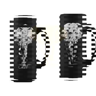 Elephant Drawing Artwork Safari Animal Print Wildlife Motif Coffee Mug | Mazezy