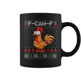 F-Caw-F Chicken Humor Quote Christmas Ugly Sweater Coffee Mug - Thegiftio UK