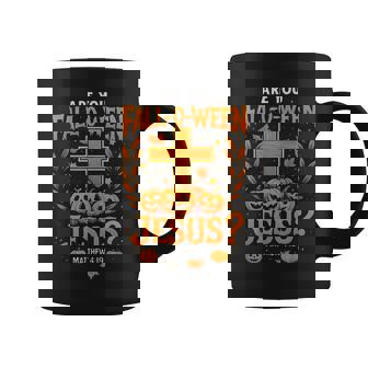 Are You Fall-O-Ween Jesus Christian Halloween Cross Pumpkin Coffee Mug | Mazezy