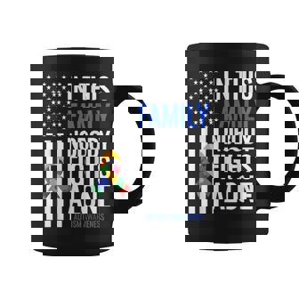 In This Family Nobody Fights Alone Blue Autism Awareness Coffee Mug | Seseable FR