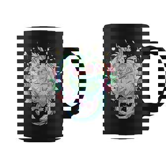 Fantasy Cute Dragon Heart Flowers Coffee Mug | Seseable UK
