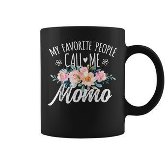 My Favorite People Call Me Momo Floral Birthday Momo Small Black Coffee Mug - Thegiftio UK