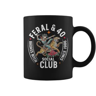 Feral & 40 Social Club Since 1986 Feral & Forty Since 1986 Coffee Mug - Thegiftio