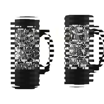 Field Day Black Team Groovy Smile Face Checkered Students Coffee Mug | Mazezy