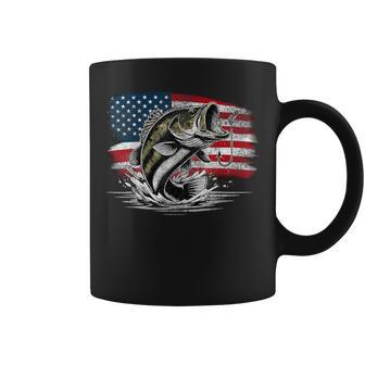 Fishing Retro Us American Flag Bass Fish Fisherman Camo Coffee Mug - Thegiftio UK