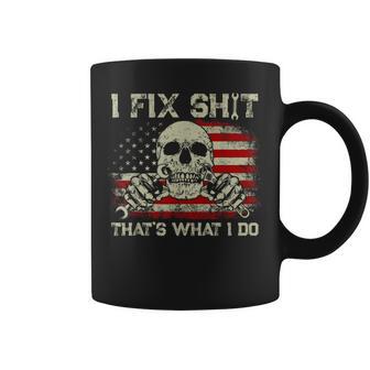 I Fix Shit That's What I Do Vintage Mechanic American Flag Coffee Mug | Mazezy