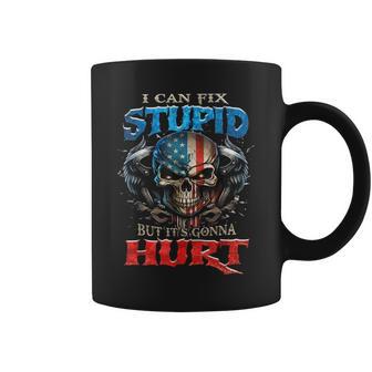 I Can Fix Stupid But It's Gonna Hurt Skull American Flag Coffee Mug - Thegiftio UK