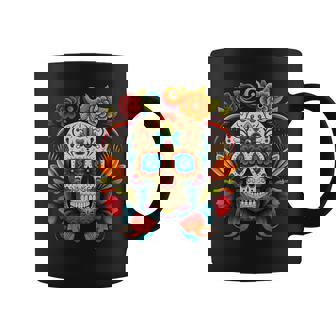 Fleurs Mexicainucre Crâne Dia De Los Muertos Cinco De Mayo Tasse - Cadeauxyz