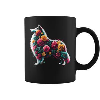 Floral Rough Collie Vintage Flowers Collie Dog Lover Coffee Mug - Thegiftio