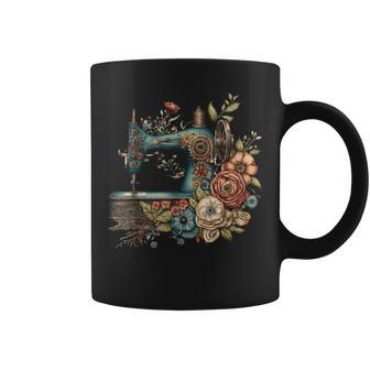 Floral Sewing Machine Flower Seamstress Sewing Machine Coffee Mug - Thegiftio UK