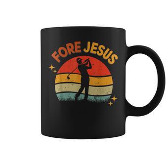 Fore Jesus Christian Golf Retro 70S Religious Golfing Men's Coffee Mug - Thegiftio UK