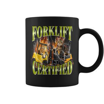 Forklift Certified 90S Graphic Cat Meme Forklift Cat Driver Women Coffee Mug | Mazezy