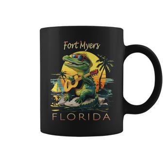 Fort Myers Florida Vacation Cute Alligator Sunset Souvenir Coffee Mug - Thegiftio UK