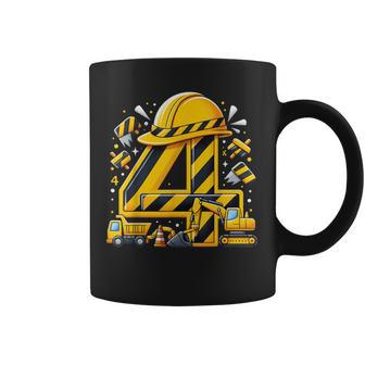 Four 4Yr 4Th Birthday Construction Outfit Boy 4 Years Old Coffee Mug - Thegiftio UK