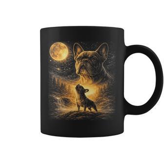 French Bulldog Howling To The Moon Vintage Graphic Dog Lover Coffee Mug | Mazezy