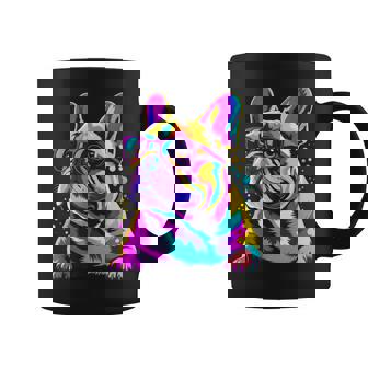 French Bulldog Illustration Line Art Sunglasses Colorful Kid Coffee Mug | Mazezy