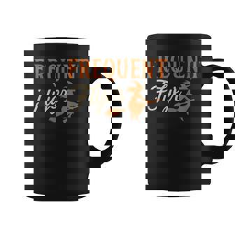 Frequent Flyer Witch Women Halloween Witch Hat Broom Coffee Mug - Monsterry