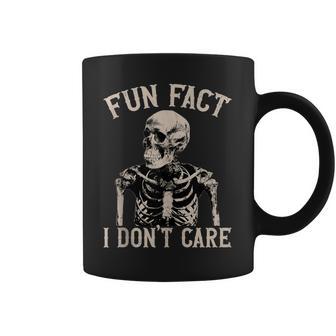 Fun Fact I Don’T Care Skull Sarcastic Quote Coffee Mug | Seseable CA