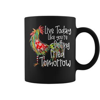 Chicken Live Today Like You're Getting Fried Tomorrow Graphic Black Small Adult Short Sleeve V-Neck Polyester Humor Enthusiasts Shoppers Coffee Mug - Thegiftio UK