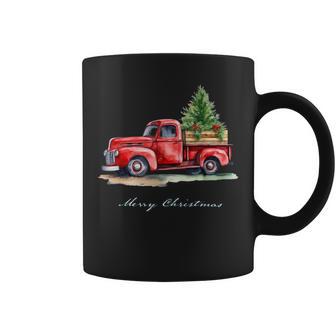 Classic Red Vintage Wagon Truck Christmas Tree Coffee Mug | Mazezy