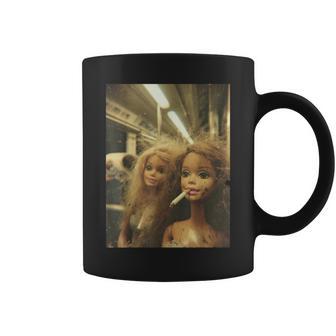 Disgusting Doll Face Meme Smoking Y2k Sarcastic Coffee Mug | Seseable CA