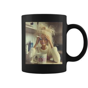 Doll Face Sarcastic Doll Smoking Y2k Coffee Mug | Seseable CA