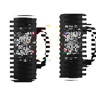 Drinking Around The World Drink Drinking Around The World Drink Black -Adults Short Sleeve - Polyester 100 Modern Cartoon Round Collar Small Coffee Mug - Thegiftio