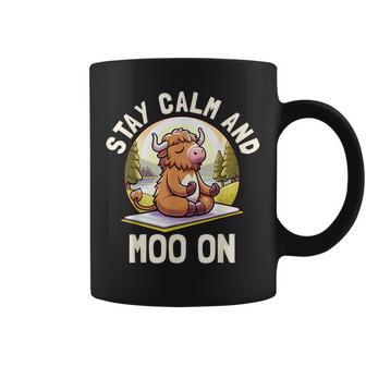 Highland Cow Stay Calm Moo On Farm Animal Graphic Coffee Mug - Thegiftio