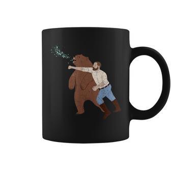 Man Punching Bear Vintage Coffee Mug - Monsterry
