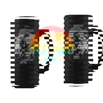 Sasquatch Pizza Lover Retro Sun Coffee Mug - Monsterry