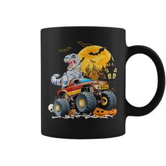 T Rex Saurus Riding Monster Truck Happy Halloween Coffee Mug - Thegiftio UK