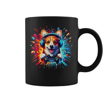 Gaming Corgi Friend Corgi Puppy Gamer Graphic Colorful Coffee Mug - Monsterry