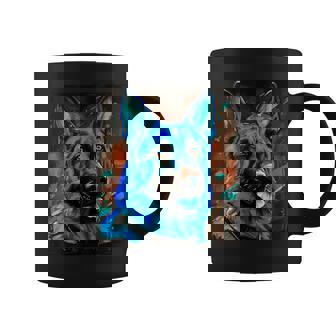 German Shepherd Dog Head Pop Art Portrait Coffee Mug | Mazezy