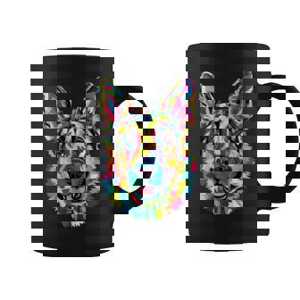 German Shepherd Geometric Pop Art Closeup Portrait Face Coffee Mug | Mazezy