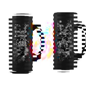 German Shepherd Lover Apparel For Men And Women Colorful German Shepherd Dog -Adults Kids - Short Sleeve V-Neck Small Modern Graphic Pop Art Print Coffee Mug | Mazezy