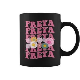 Girl Retro Freya First Name Personalized Groovy 80'S Coffee Mug - Monsterry