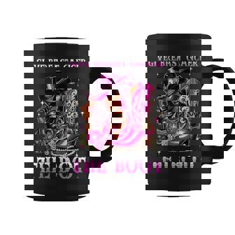 Give Breast Cancer The Boot Cowgirl Cancer Awareness Ribbon Coffee Mug - Monsterry