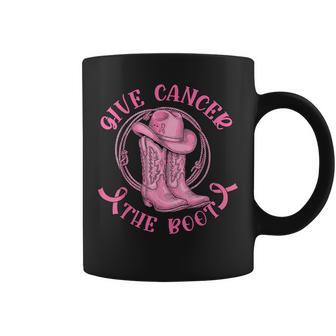 Give Cancer The Boot Pink Breast Cancer Western Cowgirl Coffee Mug - Thegiftio UK
