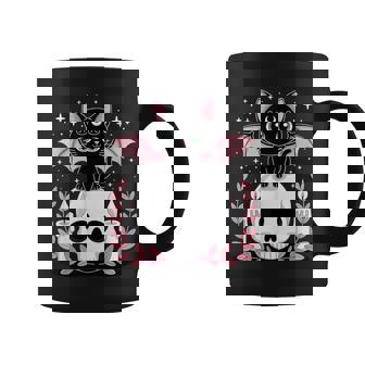 Goblincore Cat Bat On Skull Moonphases Goth Cottagecore Coffee Mug | Seseable UK